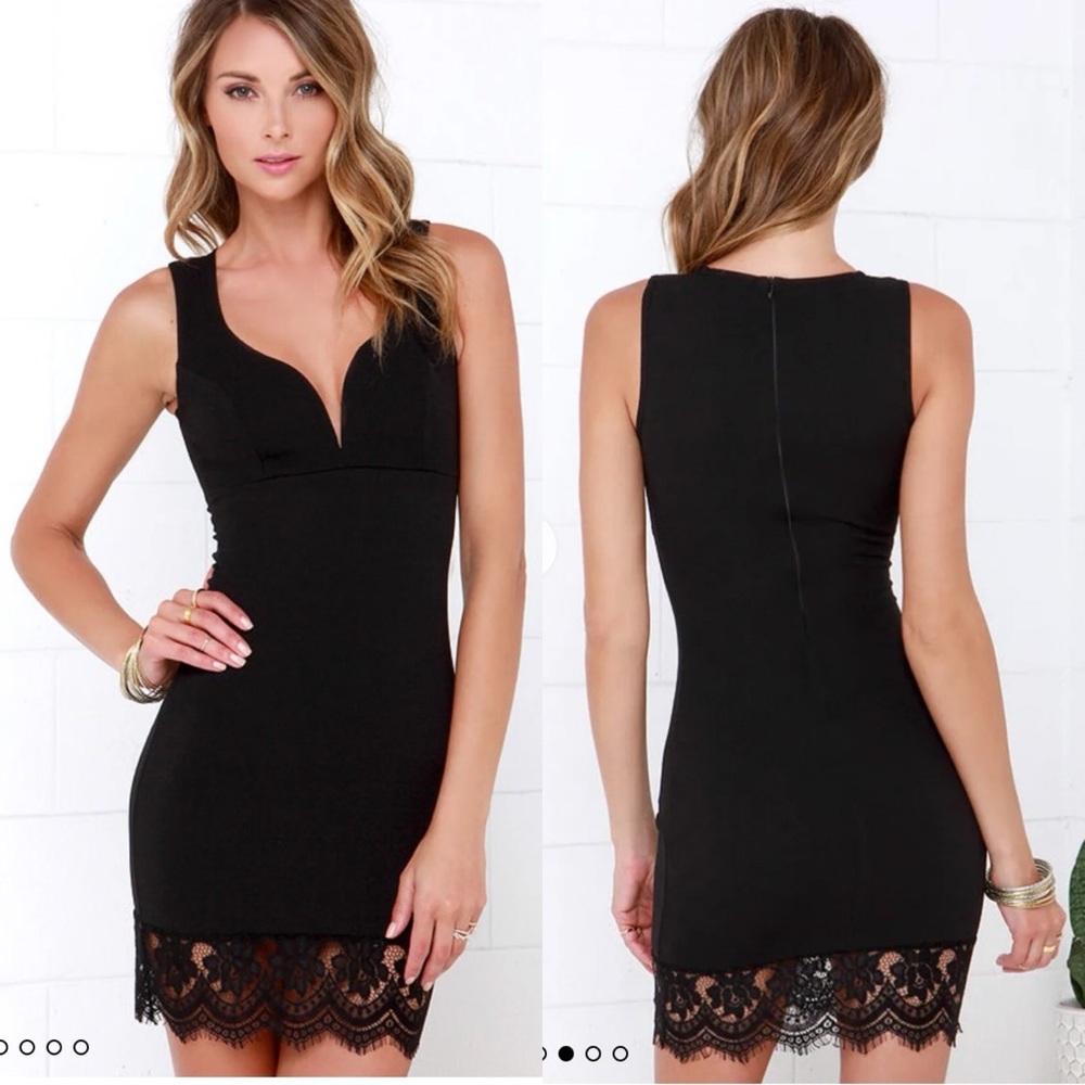 Lulu’s Bodycon Black Lace Dress